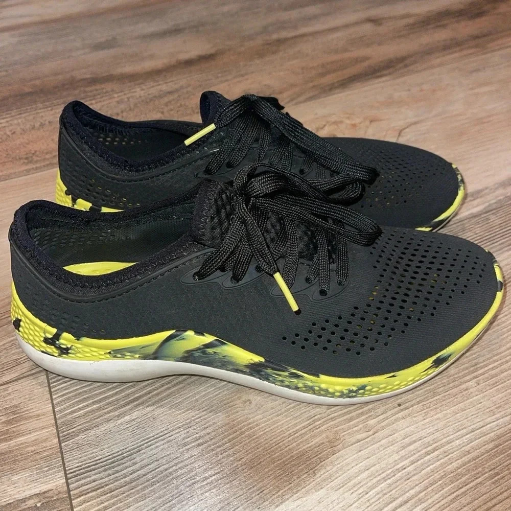 Crocs LiteRide 360 Shoes MEN SIZE 7 Marbled Pacer Black Yellow 207633-02K